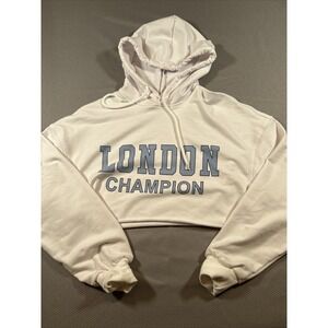 London Champion White Half Sweater Hoodie By Copper Closet Gym Workout Sz S